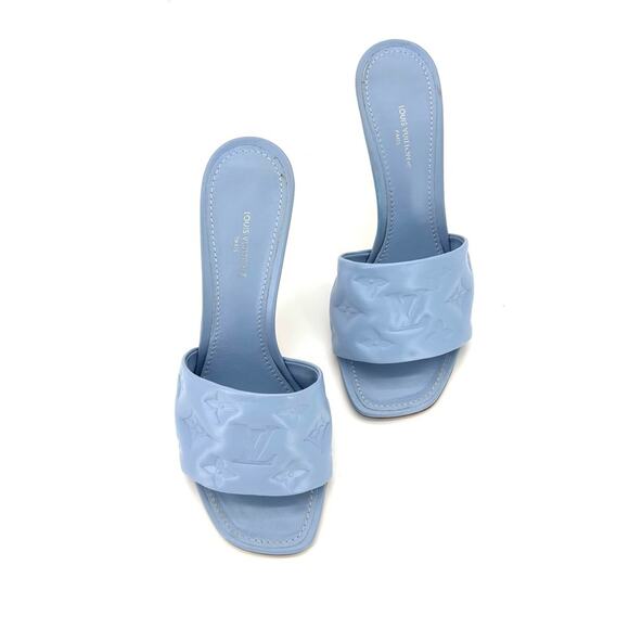 Louis Vuitton Revival Monogram Emboss Leather Slip On Mules Sandals 38 - Picture 4 of 9